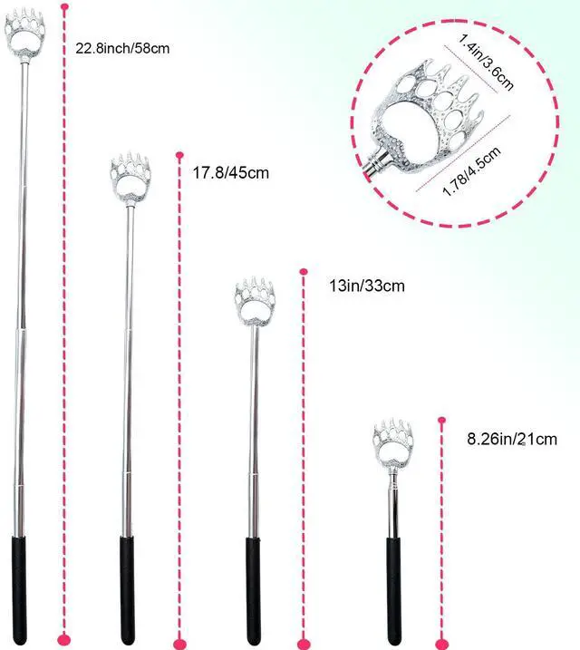 Alt view image 5 of 6 - 2 Pcs Metal Bear Claws Back Scratchers, Extendable