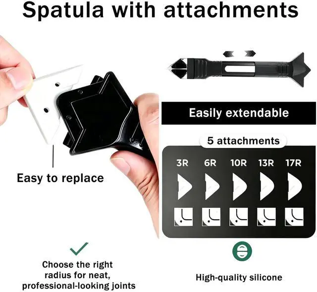 Alt view image 6 of 7 - 3-in-1 Silicone Caulking Tool, Stainless Steel Caulk Remover & Sealant Finishing Scraper