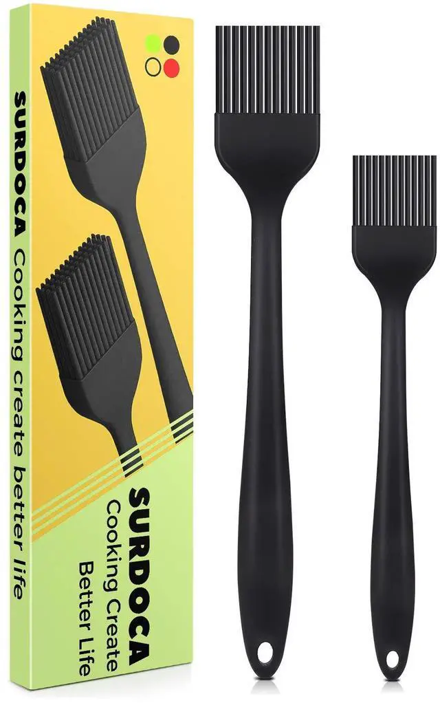 Main image of SURDOCA Silicone Pastry Basting Brush - 2-Pack 10-in & 8-in Heat Resistant, BPA Free, Stainless Steel Core for Baking, Cooking, BBQ Grilling