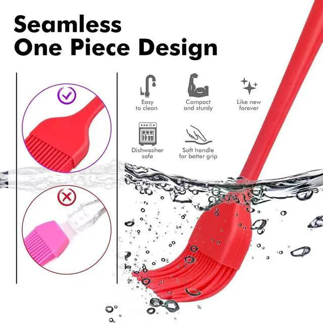 Alt view image 4 of 5 - SURDOCA Silicone Pastry Basting Brush - 2-Pack 10-in & 8-in Heat Resistant, BPA Free, Stainless Steel Core for Baking, Cooking, BBQ Grilling