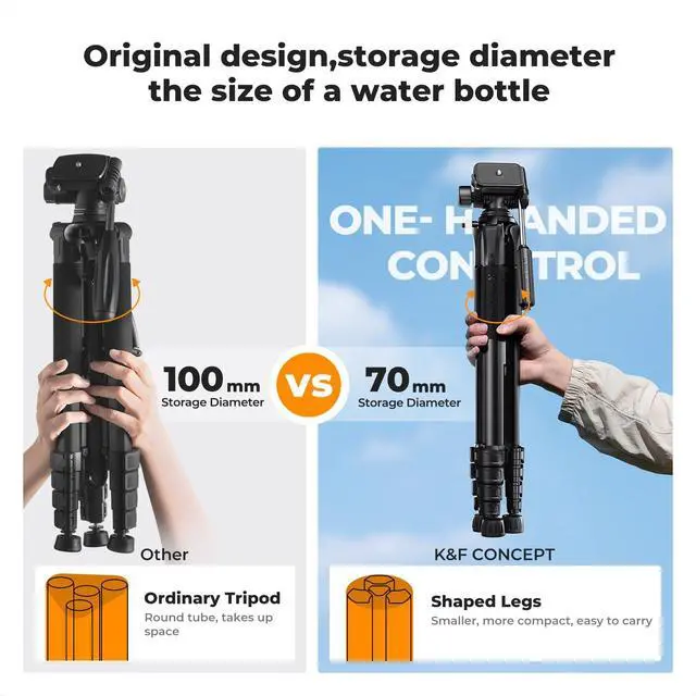 Alt view image 5 of 6 - K&F CONCEPT 75" Aluminum Camera Tripod, Lightweight and Compact for Travel