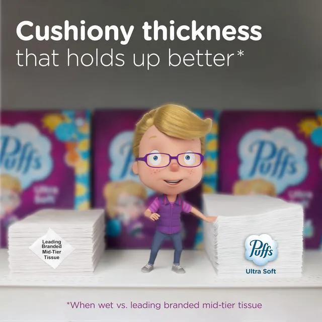 Alt view image 3 of 7 - Puffs Ultra Soft Facial Tissues, 4 Mega Cube Boxes, 72 Tissues per Box, for Allergies and Colds (Packaging May Vary)
