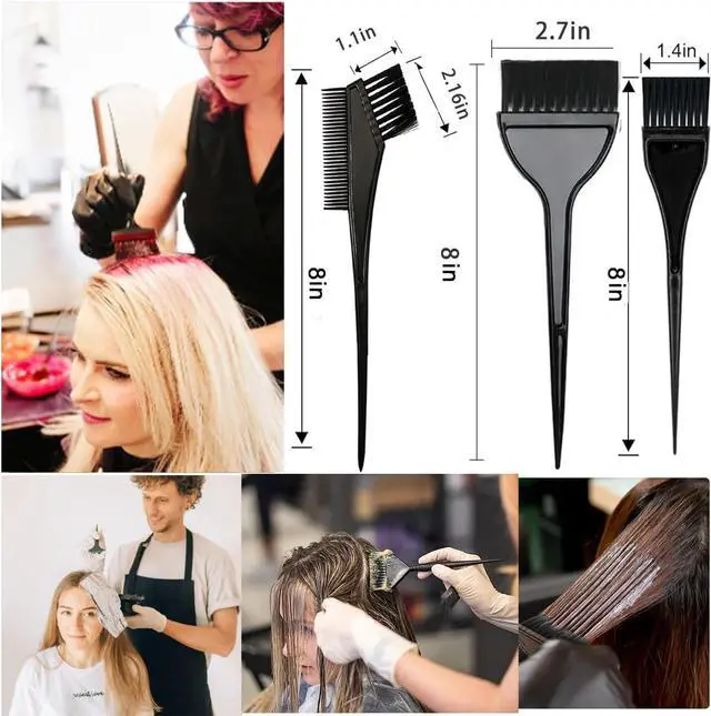 Alt view image 4 of 4 - 20Pcs Hair Dye Brush and Bowl Set, Hair Dye Coloring Kit, Hair Coloring Bleaching with Ear Cover, Gloves, Tint Comb