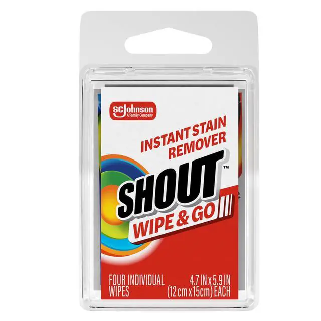 Alt view image 6 of 7 - Shout Wipe and Go Instant Stain Remover, Laundry Stain and Spot Remover for On-the-Go, 4 Wipes, Pack of 1