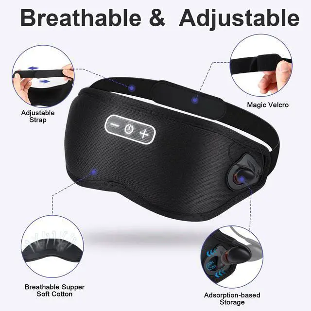 Alt view image 4 of 7 - Wireless Bluetooth 5.4 Sleep Headphones with 100% Blackout Sleep Mask