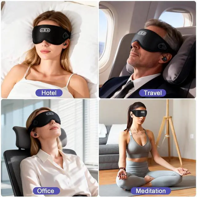 Alt view image 6 of 7 - Wireless Bluetooth 5.4 Sleep Headphones with 100% Blackout Sleep Mask