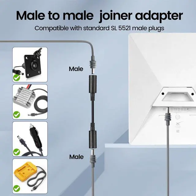Alt view image 6 of 7 - DC Female to Female Adapter 5.5mm x 2.1mm DC Barrel Connector Extender 12V Waterproof for Starlink Mini Power Cord PoE Splitter & RV Off-Grid Mobile Use