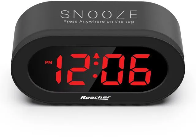 Alt view image 6 of 6 - REACHER Dimmable LED Digital Alarm Clock with USB Charger