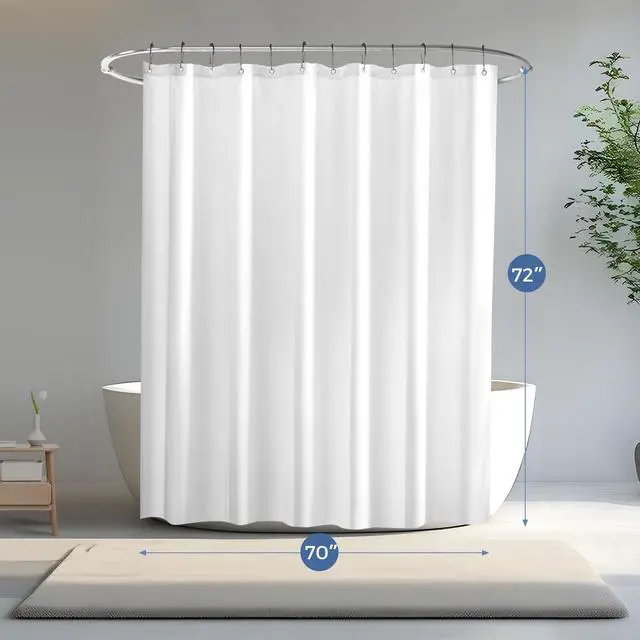 Alt view image 6 of 7 - Downluxe Waterproof Fabric Shower Curtain Liner, White, 70"W x 72"L