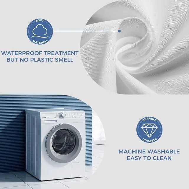 Alt view image 2 of 7 - Downluxe Waterproof Fabric Shower Curtain Liner, White, 70"W x 72"L