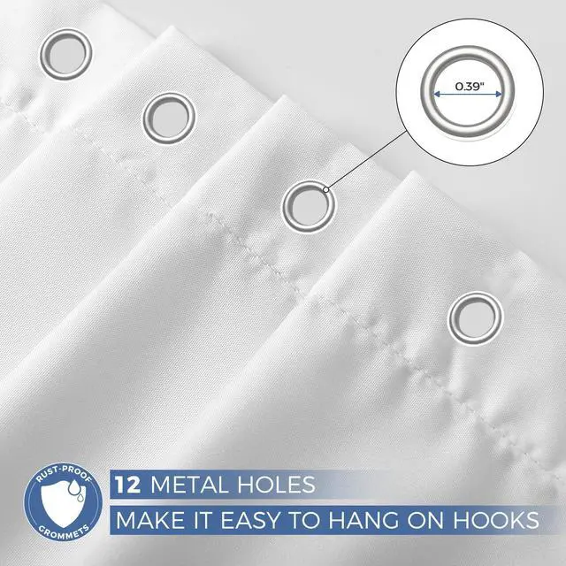 Alt view image 5 of 7 - Downluxe Waterproof Fabric Shower Curtain Liner, White, 70"W x 72"L