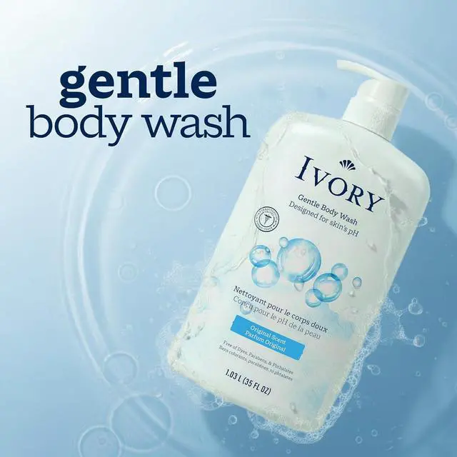 Alt view image 4 of 6 - Ivory Body Wash 35 oz, Gentle Formula, Free of Dyes, Heavy Perfumes, Parabens, Phthalates & Silicones, for Sensitive Skin, pH Balanced, Original Scent