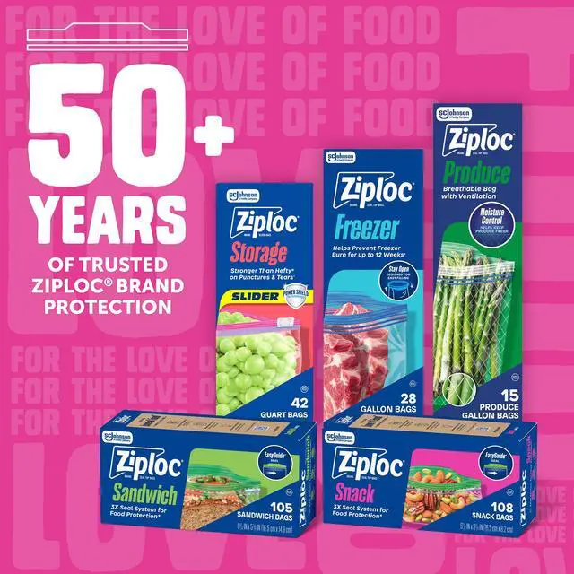 Alt view image 4 of 6 - Ziploc Snack Bags, Small Plastic Food Storage Bags, Easy Open and Close, 50 Bags