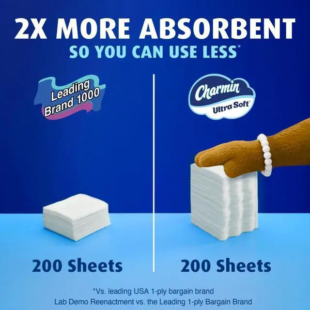 Alt view image 2 of 7 - Charmin Ultra Soft Toilet Paper, 6 Mega Rolls Equals 24 Regular Rolls