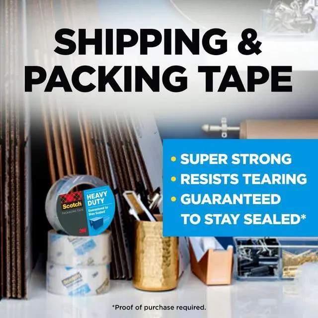 Alt view image 5 of 6 - Scotch Heavy Duty Shipping Packing Tape, 1.88in x 54.6yd, Clear
