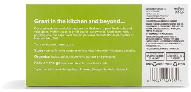 Alt view image 3 of 4 - 365 by Whole Foods Market Sandwich Size Storage Bags, Double Zipper, 100 Count