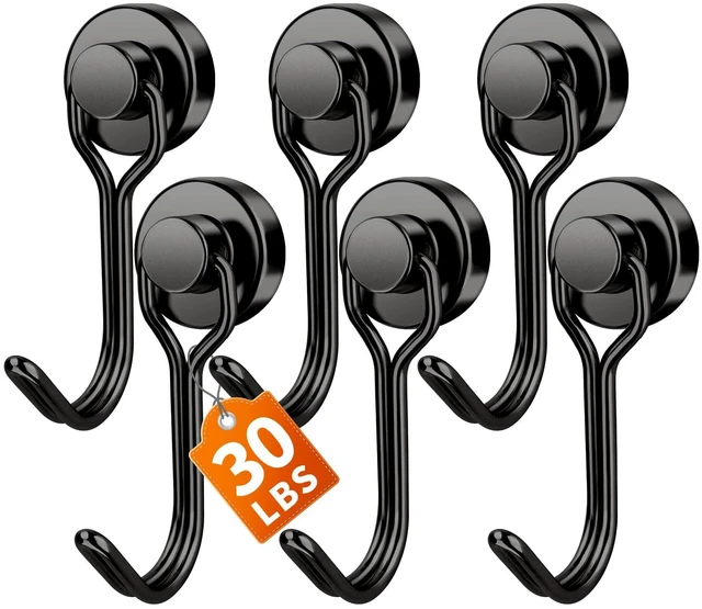 Main image of FINDMAG Magnetic Hooks, 6 Pack, 30LB+, Black, for Cruise Cabins