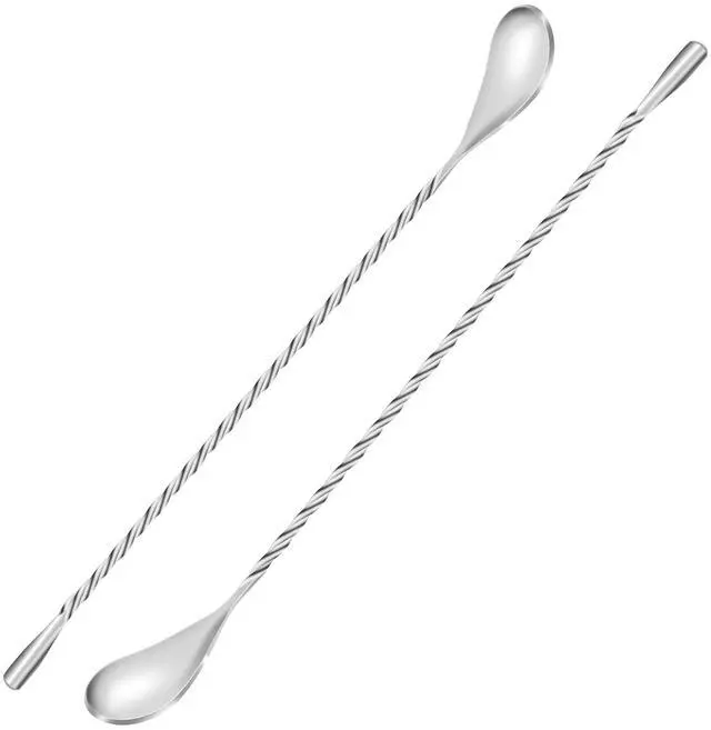 Main image of 2Pcs 12-Inch Stainless Steel Bar Mixing Spoon With Spiral Pattern, Cocktail Spoon