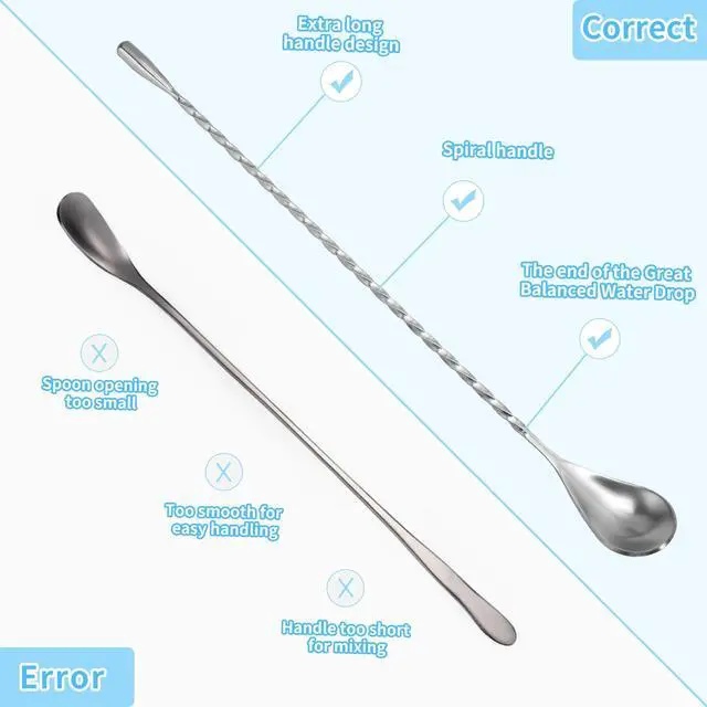 Alt view image 4 of 6 - 2Pcs 12-Inch Stainless Steel Bar Mixing Spoon With Spiral Pattern, Cocktail Spoon