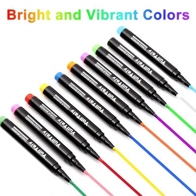 Alt view image 6 of 7 - Liquid Chalk Markers 1mm Fine Point, 10 Colors for Acrylic Calendar, Dry Erase Board, Whiteboard, Glass, Mirror - Easy Wet Erase