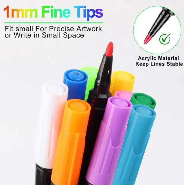 Alt view image 3 of 7 - Liquid Chalk Markers 1mm Fine Point, 10 Colors for Acrylic Calendar, Dry Erase Board, Whiteboard, Glass, Mirror - Easy Wet Erase