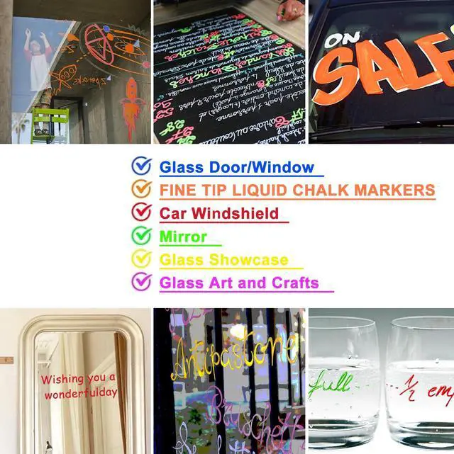 Alt view image 2 of 7 - Liquid Chalk Markers 1mm Fine Point, 10 Colors for Acrylic Calendar, Dry Erase Board, Whiteboard, Glass, Mirror - Easy Wet Erase
