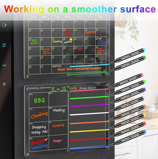 Alt view image 5 of 7 - Liquid Chalk Markers 1mm Fine Point, 10 Colors for Acrylic Calendar, Dry Erase Board, Whiteboard, Glass, Mirror - Easy Wet Erase