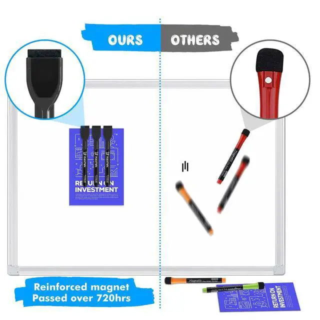 Alt view image 3 of 7 - Maxtek Magnetic Black Dry Erase Markers, 6 Count Fine Tip with Eraser, Low Odor for Classroom, Office, Home