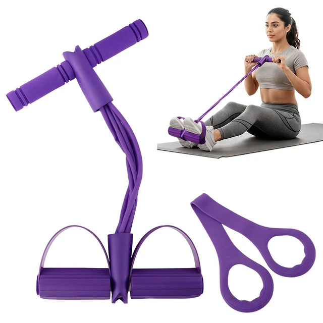 Alt view image 4 of 7 - 6 Tube Resistance Bands Pedal Ankle Puller with Handle and Tensile Rope for Home Gym Exercise Sit Up Equipment for Women Men
