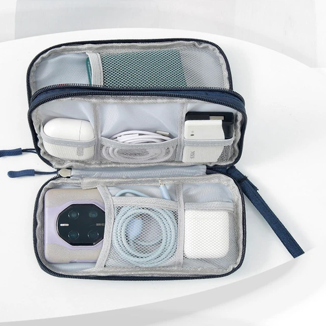 Alt view image 5 of 6 - Water Resistant Electronic Organizer Travel Case, Double Layers Cable Organizer Storage Bag for Accessories, Charger and Cables