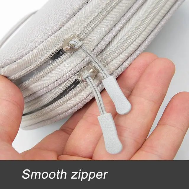 Alt view image 3 of 6 - Water Resistant Electronic Organizer Travel Case, Double Layers Cable Organizer Storage Bag for Accessories, Charger and Cables