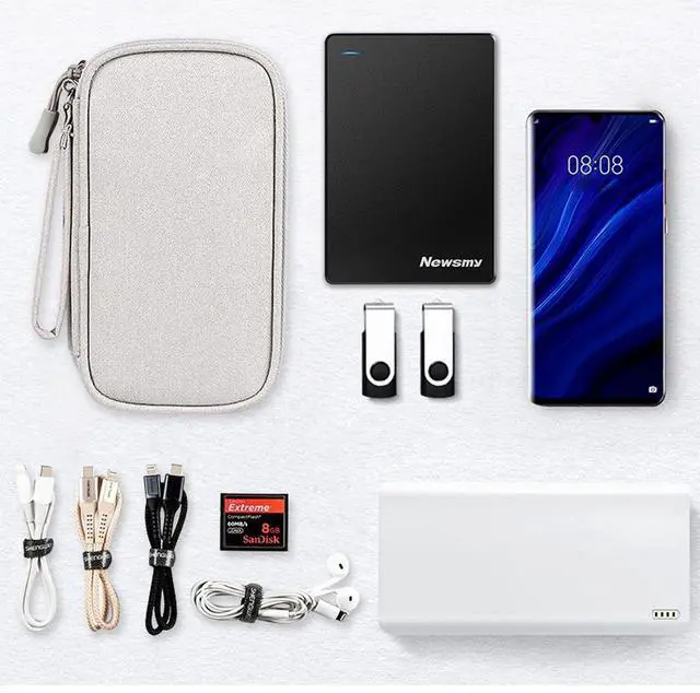 Alt view image 2 of 6 - Water Resistant Electronic Organizer Travel Case, Double Layers Cable Organizer Storage Bag for Accessories, Charger and Cables