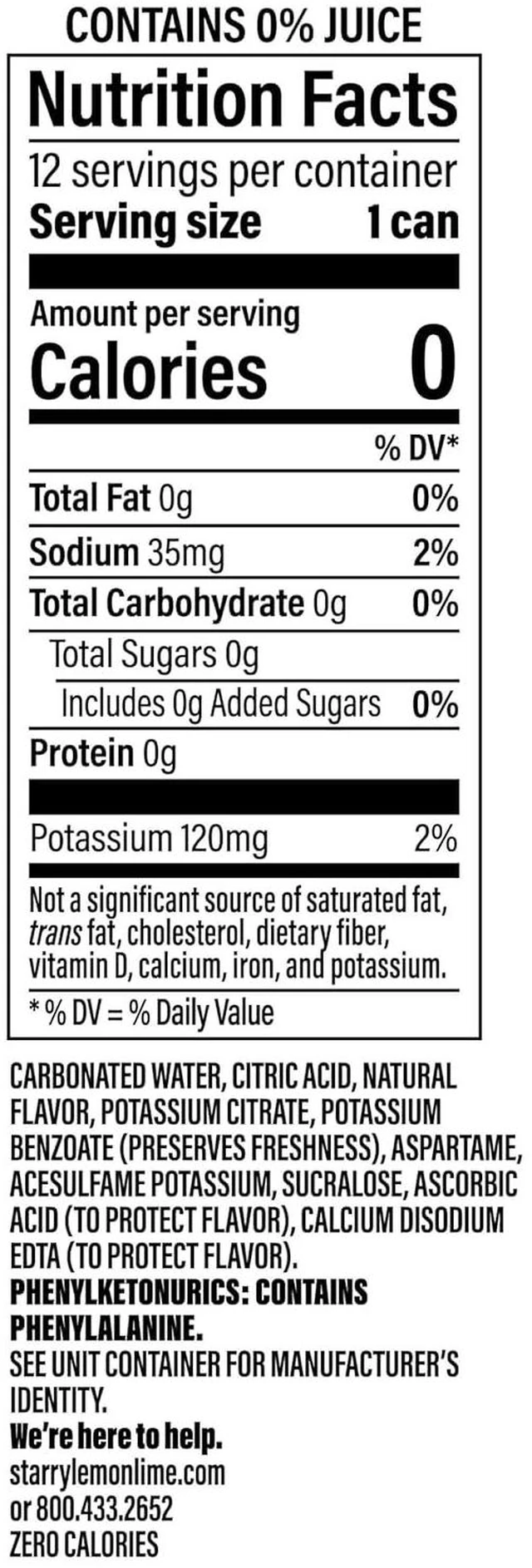 Alt view image 5 of 6 - Starry Zero Sugar Lemon Lime Soda, 12 Fl Oz Cans (Pack of 12)