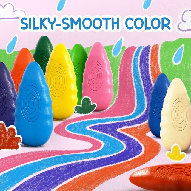 Alt view image 3 of 6 - TinyGeeks 12 Water Drop Crayons, Non Toxic, Washable, Easy to Hold, Ergonomic Shape for Toddlers Kids Ages 3-8