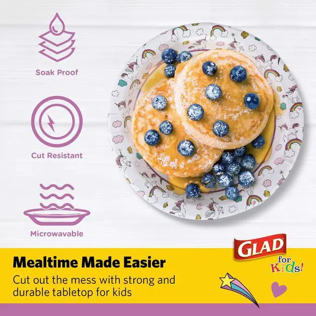 Alt view image 5 of 6 - Glad for Kids Unicorns Disposable Paper Plates, 8.5 Inch, 20 Count