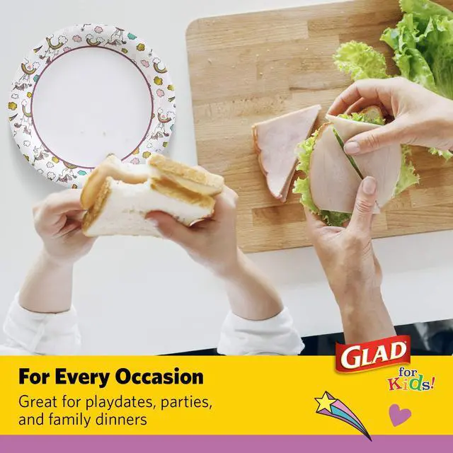 Alt view image 2 of 6 - Glad for Kids Unicorns Disposable Paper Plates, 8.5 Inch, 20 Count