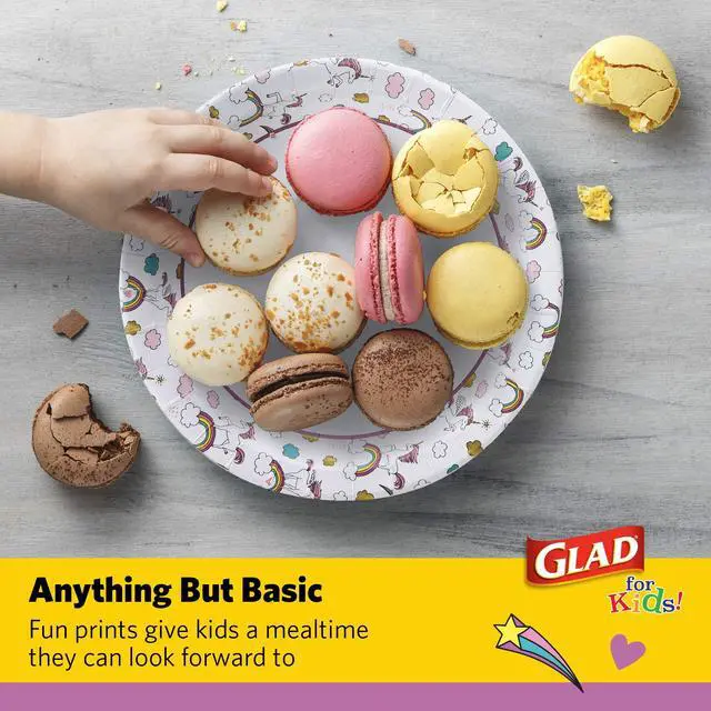 Alt view image 6 of 6 - Glad for Kids Unicorns Disposable Paper Plates, 8.5 Inch, 20 Count
