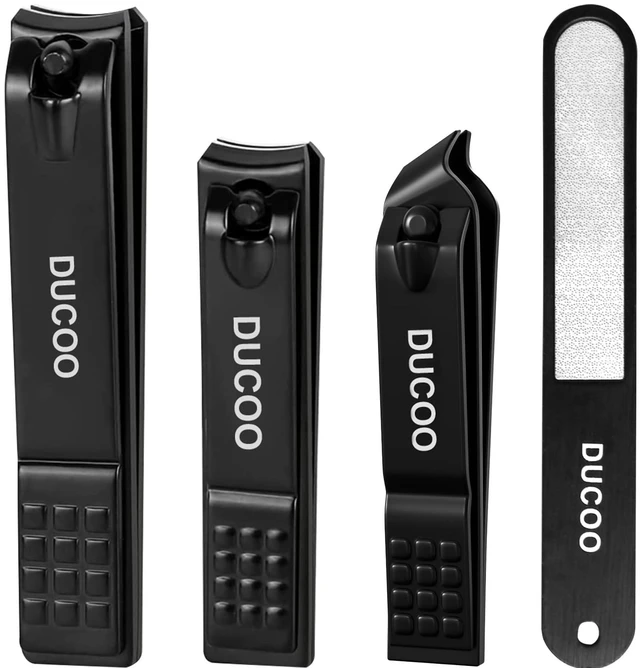 Main image of 4 Piece Nail Clippers Set Fingernail and Toenail Cutters for Men and Women Black