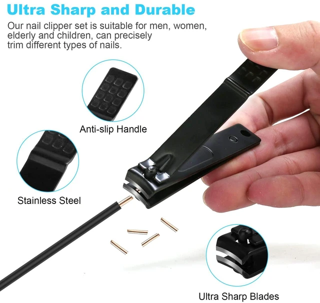 Alt view image 5 of 7 - 4 Piece Nail Clippers Set Fingernail and Toenail Cutters for Men and Women Black
