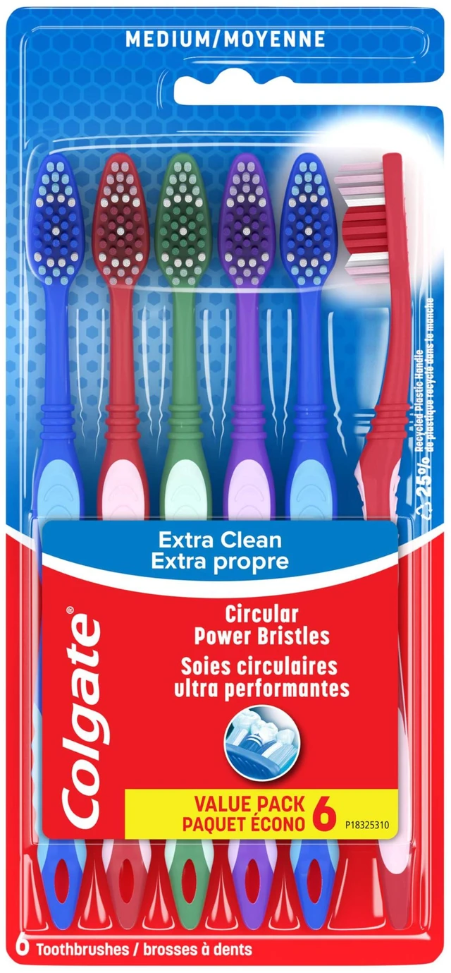 Main image of Colgate Extra Clean Medium Toothbrushes, 6 Pack