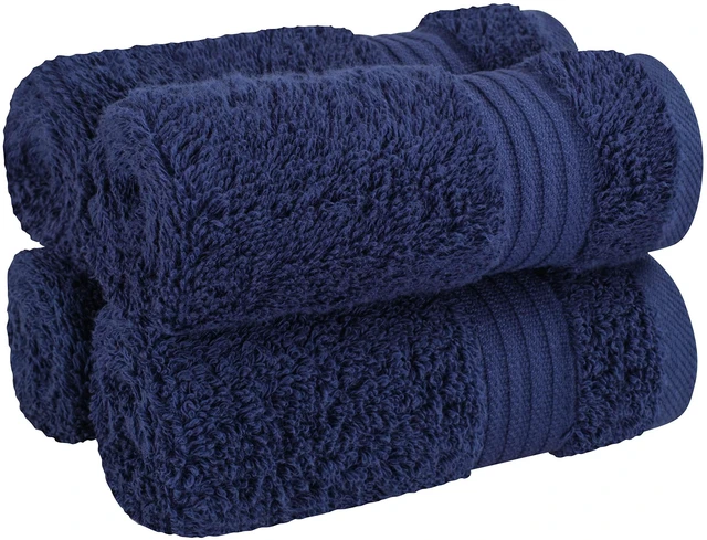 Alt view image 4 of 6 - Cotton Paradise 100% Cotton Turkish Towel Set, 4 Piece Washcloth Set, Navy Blue, Soft Absorbent Quick Dry