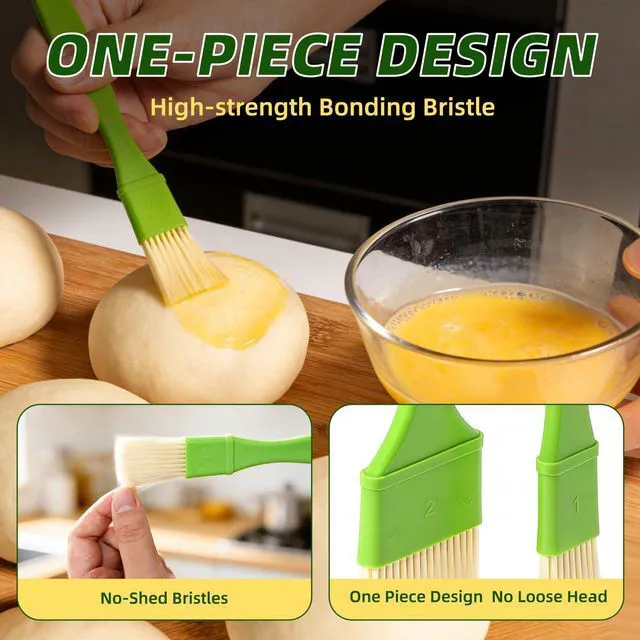 Alt view image 7 of 7 - 3 Pcs Pastry Brush Set, 1.5Inch Bristle Basting Brushes, Heat Resistant, Kitchen Brush for Oil, BBQ Grill, Butter Sauce, Baking, with Hang Hole, Green