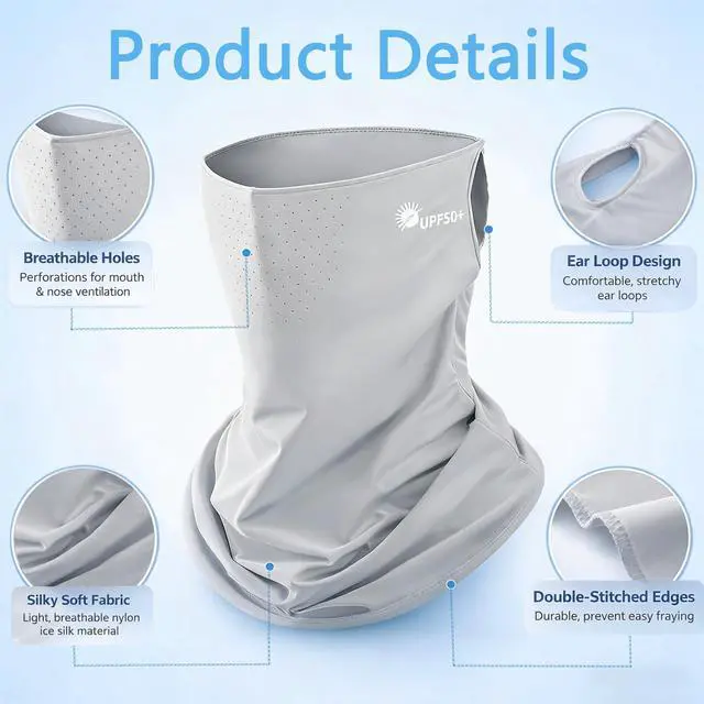 Alt view image 5 of 6 - UV Sun Protection Face Mask for Women and Men Breathable Cooling Summer Outdoor