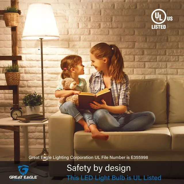 Alt view image 2 of 6 - Great Eagle Lighting A19 E26 LED Bulb, 100W Equivalent, 5000K Daylight, 1500 Lumens, Non-Dimmable, Damp Rated, Indoor and Outdoor, 2 Pack