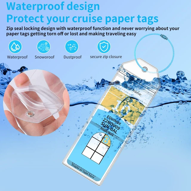 Alt view image 4 of 4 - Royal Caribbean Luggage Tag Holders 10 Pack - Zip Seal Clear Cruise Luggage Tag with Steel Loops for Royal Caribbean & Celebrity Cruise Essentials (10 Colors Ring)