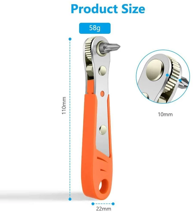 Alt view image 5 of 7 - OSDUE Mini Ratchet Wrench, Right Angle Phillips Magnetic Screwdriver with 1/4" Drive High Torque Offset Reversible, for Tight Spaces, 1 Piece