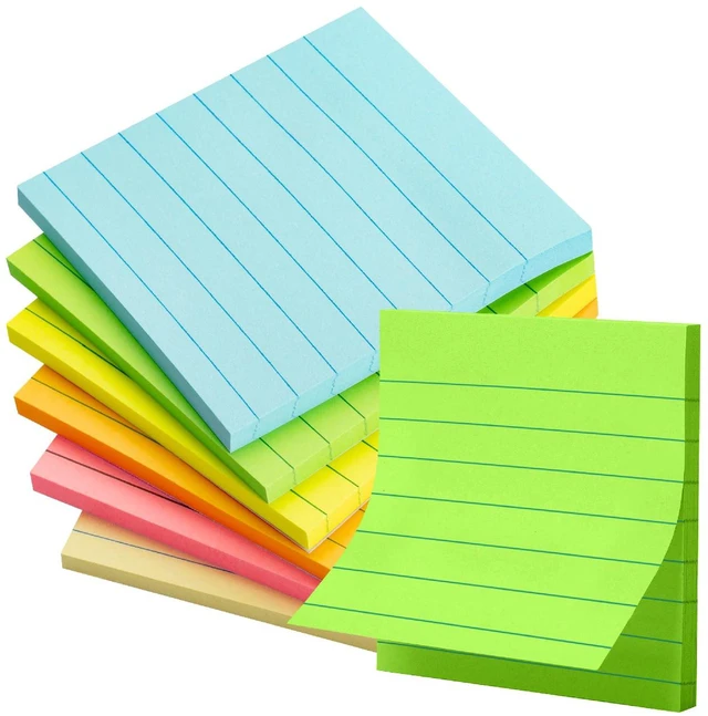 Main image of Mr. Pen Lined Sticky Notes, 3" x 3", 6 Pads, 45 Sheets per Pad