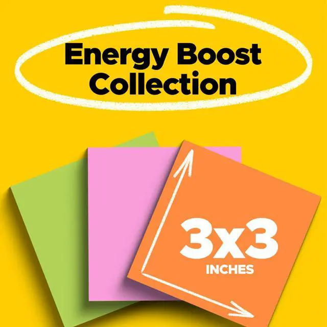 Alt view image 7 of 7 - Post-it Super Sticky Notes, 3 x 3 in, Neon Fizz, 3 Pads, 45 Sheets/Pad