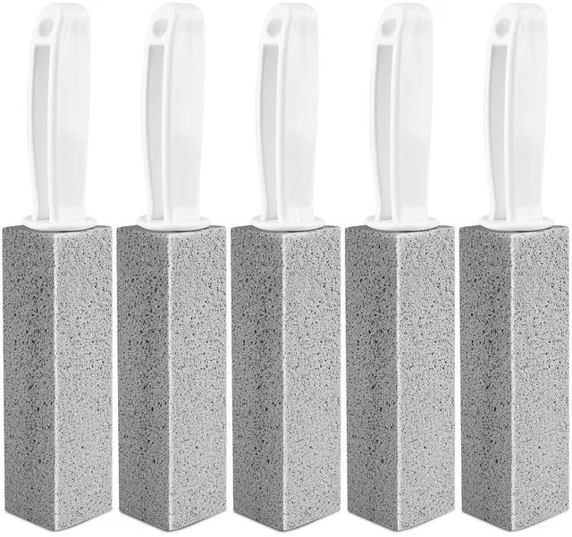 Main image of MEQHUO 5 Pack Toilet Pumice Stone with Handle, Hard Water Ring Remover for Toilets, Bathtubs, Stove, Grills, Pools, Sinks