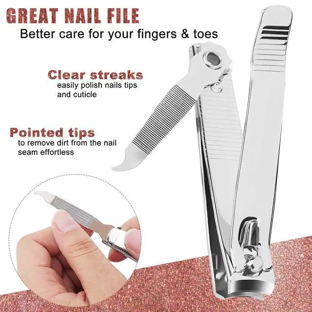 Alt view image 4 of 7 - Stainless Steel Nail Clipper Set with File for Men and Women